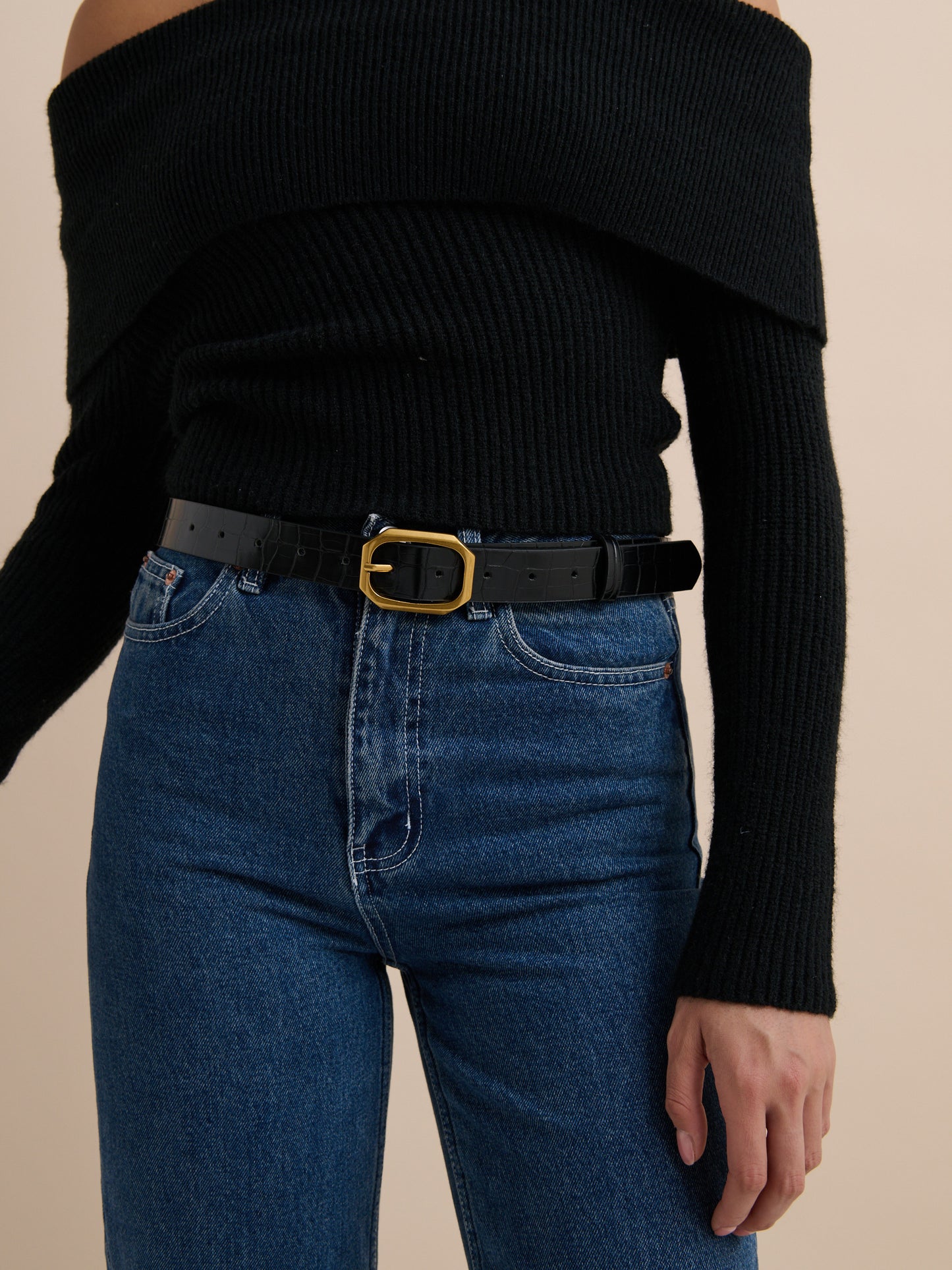 Max Belt - Black/Gold Geometric