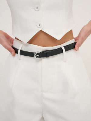 Arlowe Skinny Belt - Black/Silver