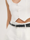 Arlowe Skinny Belt - Black/Silver
