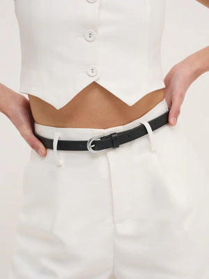 Arlowe Skinny Belt - Black/Silver