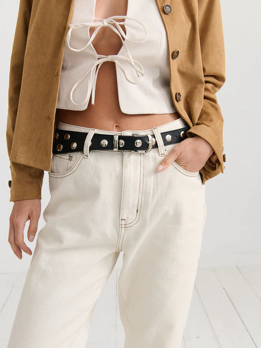 Liah Studded Belt - Black/Silver