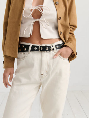 Liah Studded Belt - Black/Silver