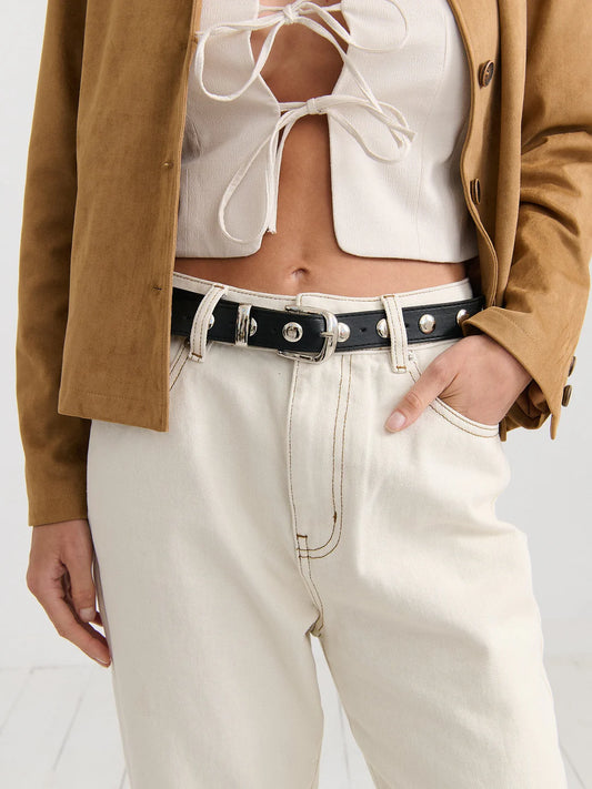 Liah Studded Belt - Black/Silver