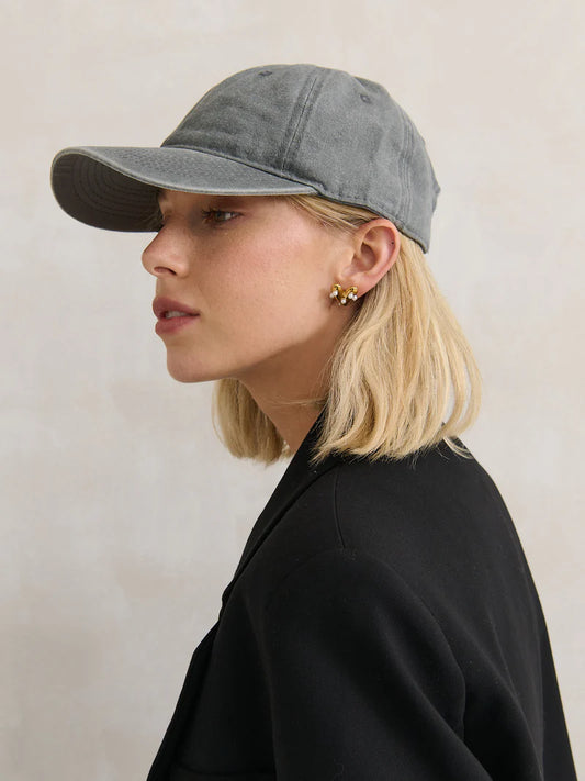 Christina Baseball Cap - Washed Charcoal Grey