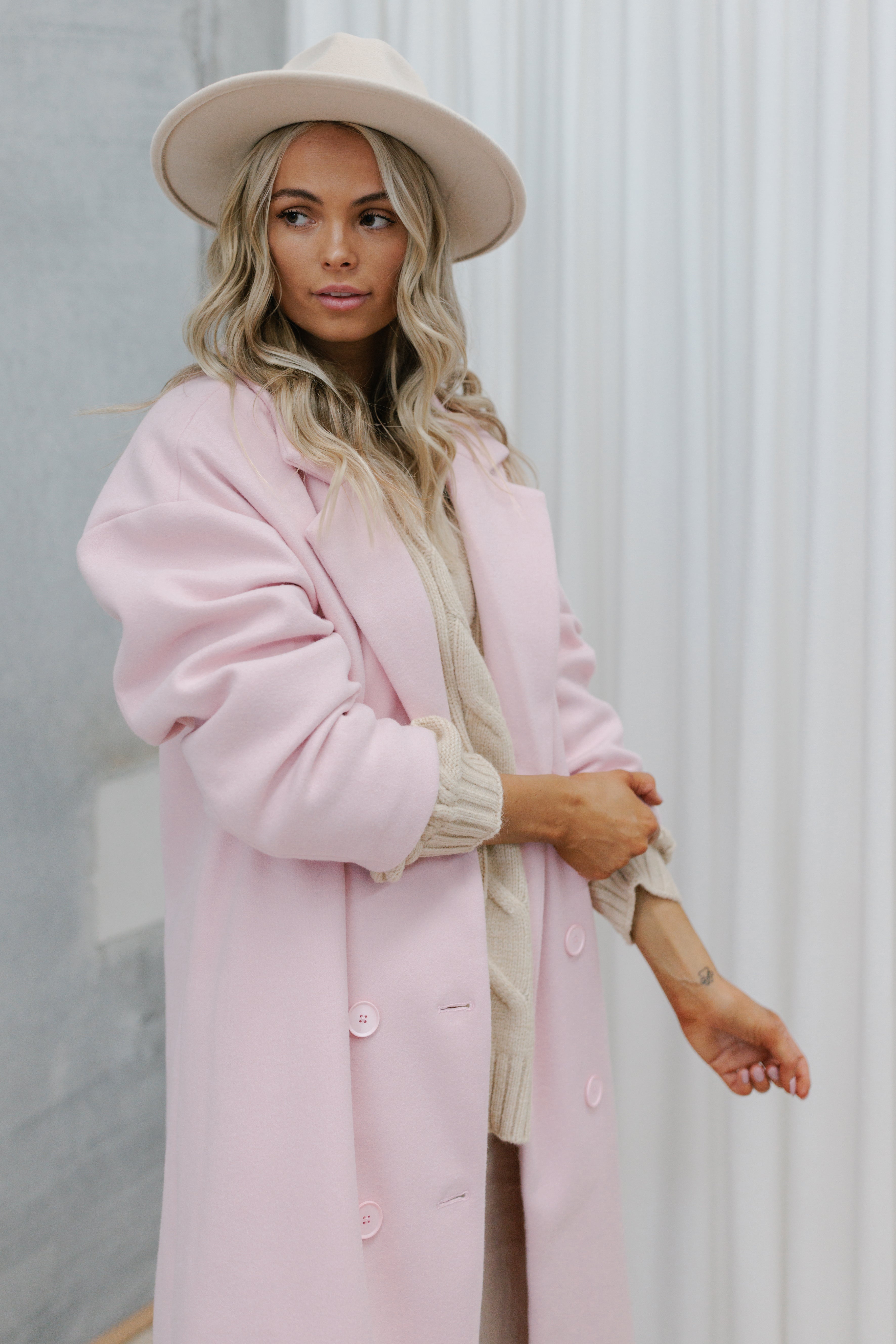 Baby pink 2024 duster coat