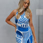 Aeon Dress - Blue/White Geometric Print