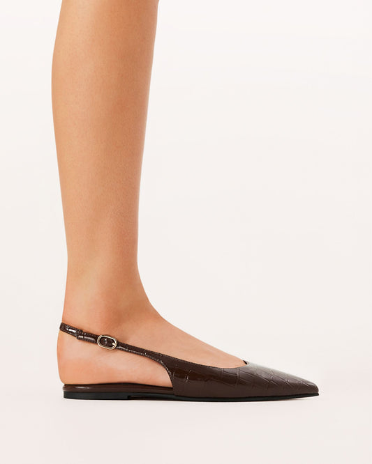 Henna Flats - Dark Chocolate Patent Croc