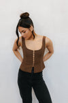 Amie Top - Chocolate Pinstripe