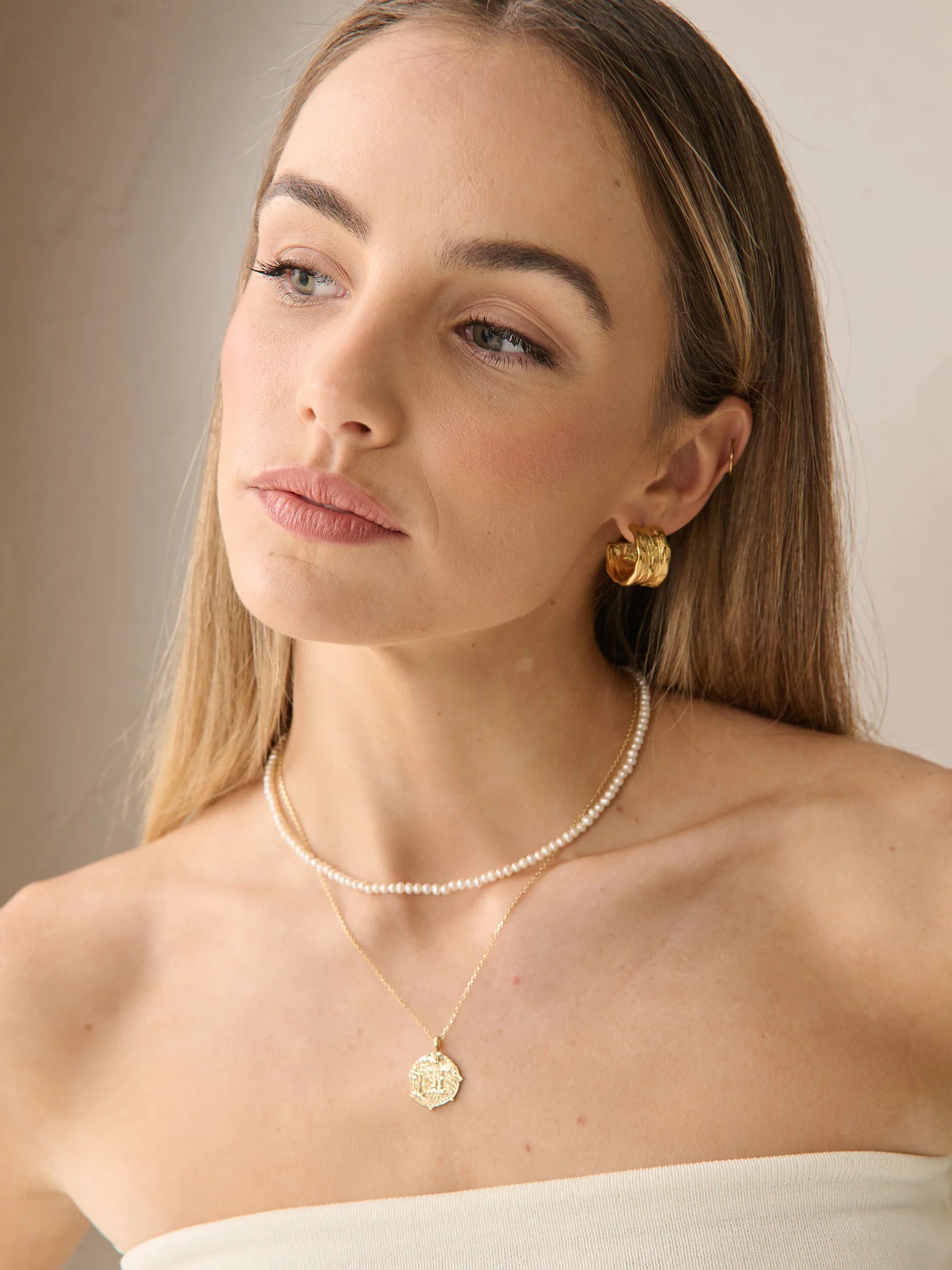 Coin Charm Necklace Gold