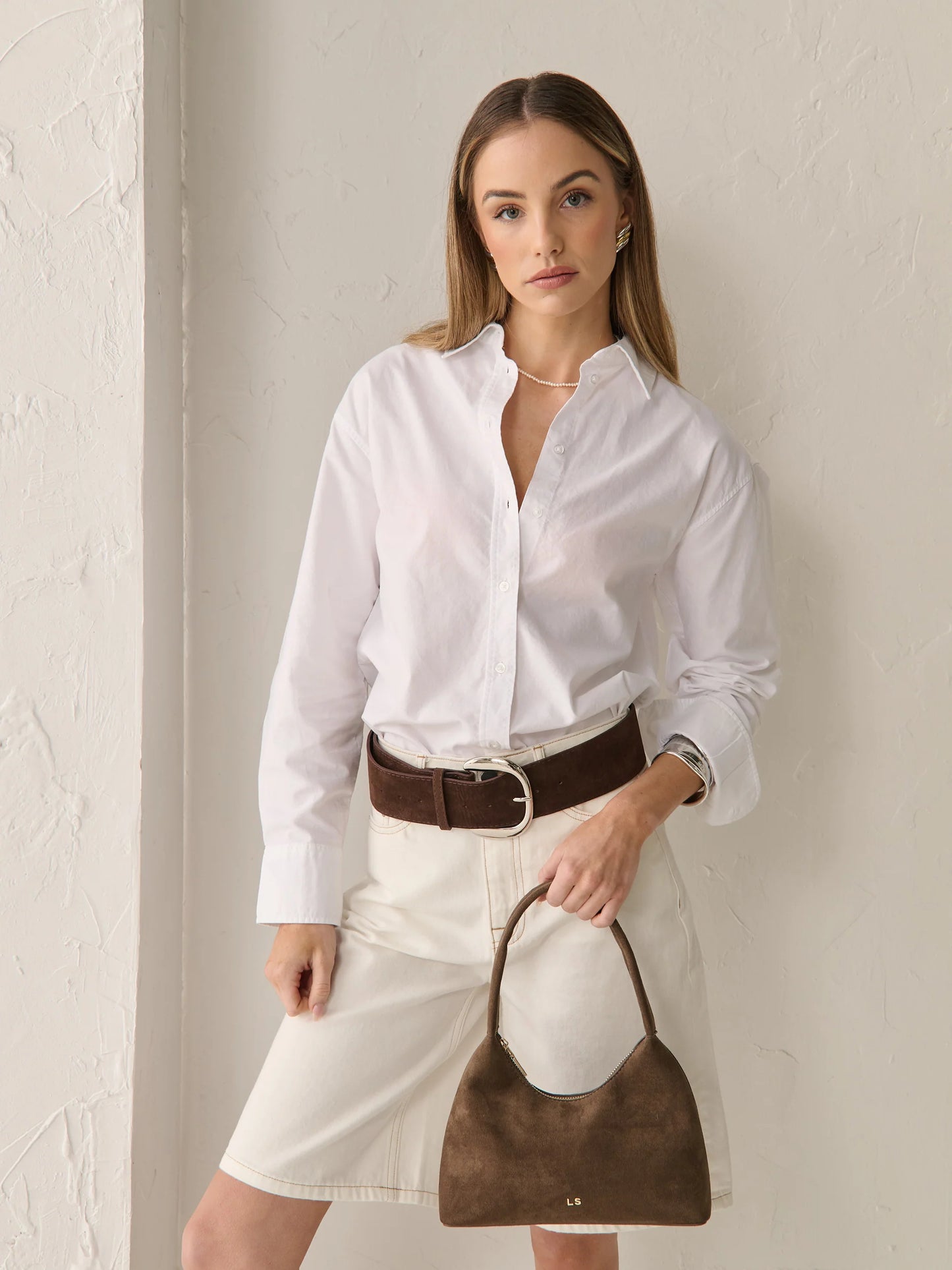 Katie Shoulder Bag - Brown Suede