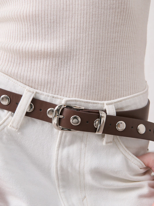 Liah Studded Belt - Brown/ Silver