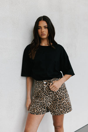 Ally Shorts - Leopard Denim