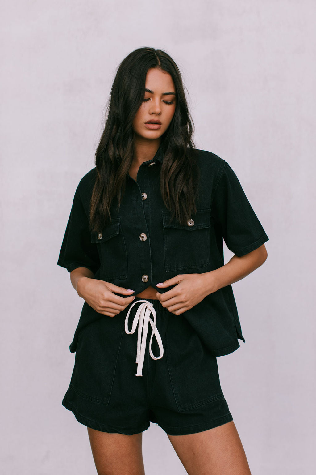 Brittanie Denim Set - Washed Black
