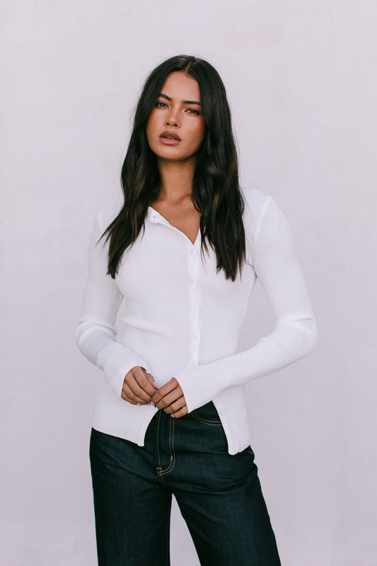 Brianna Knit Top - White