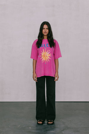 Soleil Sun Tee - Pink Acid Wash