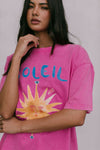 Soleil Sun Tee - Pink Acid Wash