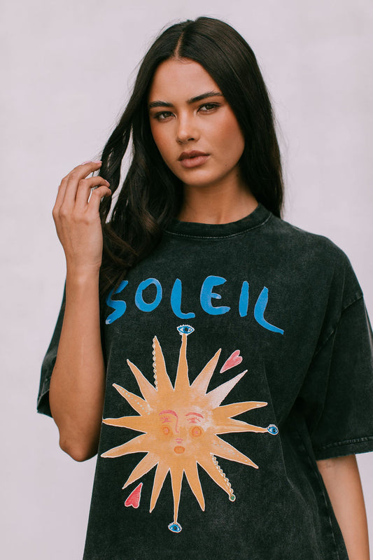 Soleil Sun Tee - Black Acid Wash