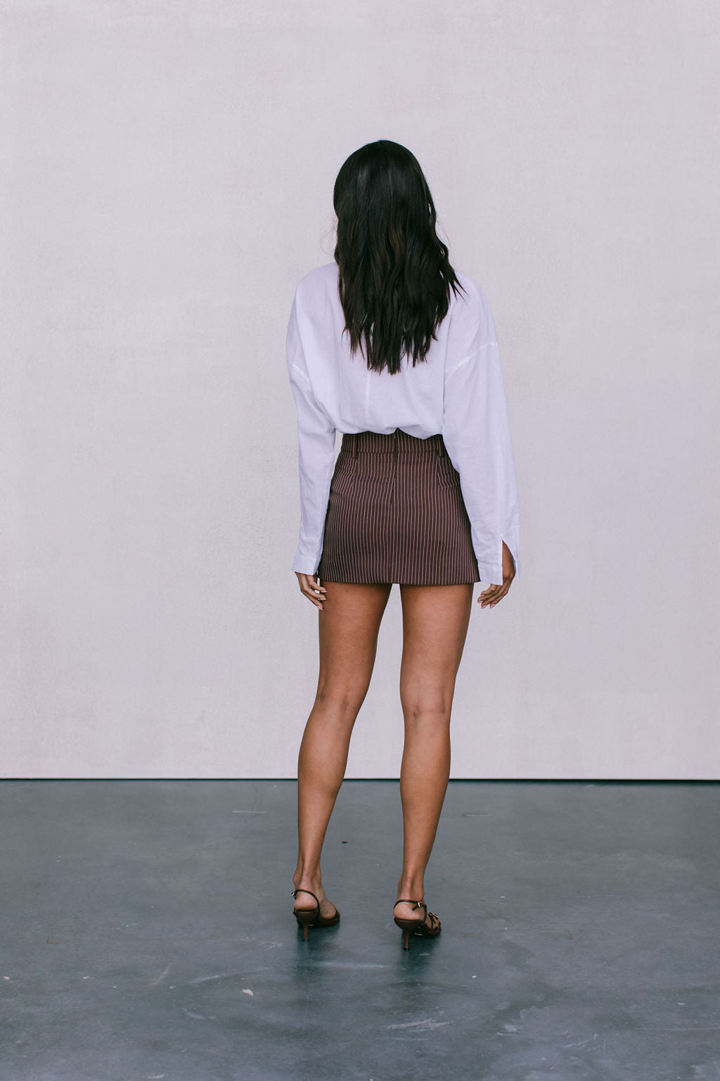 Jolie Mini Skirt Chocolate Pinstripe