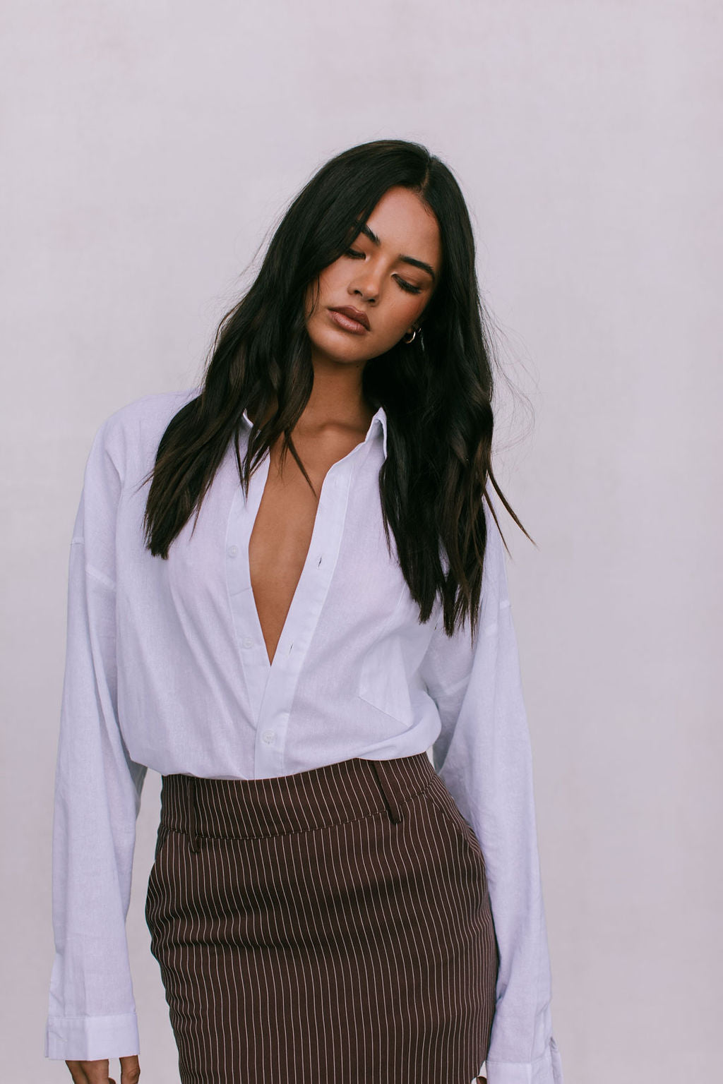 Jolie Mini Skirt Chocolate Pinstripe