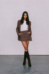 Jolie Mini Skirt - Chocolate/White Pinstripe