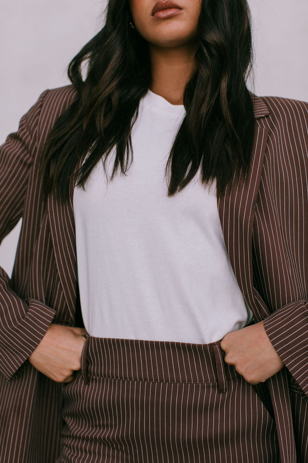 Jolie Mini Skirt Chocolate Pinstripe