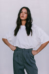 DISPATCH 09.05.25 - Cerlah Tailored Pants - Charcoal Grey/White Pinstripe