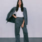 DISPATCH 09.05.25 - Quade Tailored Blazer - Charcoal Grey/White Pinstripe