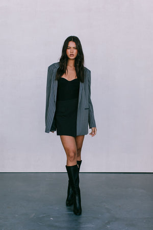 DISPATCH 09.05.25 - Quade Tailored Blazer - Charcoal Grey/White Pinstripe