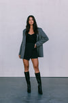 DISPATCH 09.05.25 - Quade Tailored Blazer - Charcoal Grey/White Pinstripe