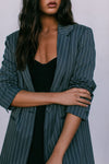 DISPATCH 09.05.25 - Quade Tailored Blazer - Charcoal Grey/White Pinstripe