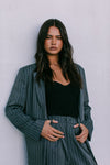 DISPATCH 09.05.25 - Cerlah Tailored Pants - Charcoal Grey/White Pinstripe