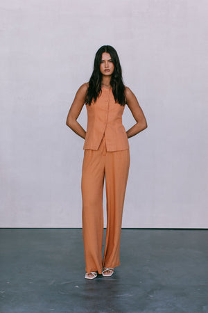 COMING SOON - Leo Tailored Pants - Rust Linen