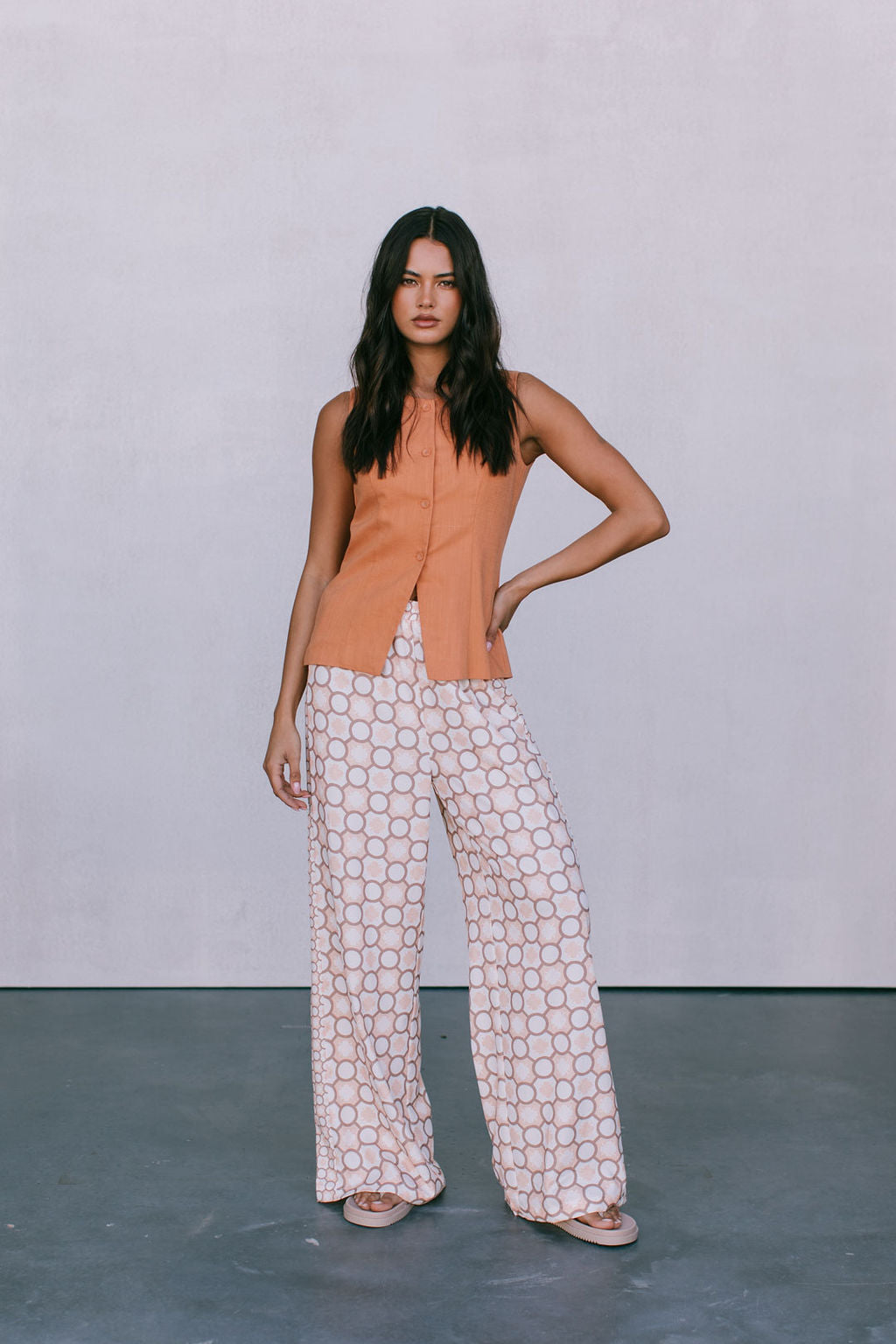 Virgo Linen Vest Rust
