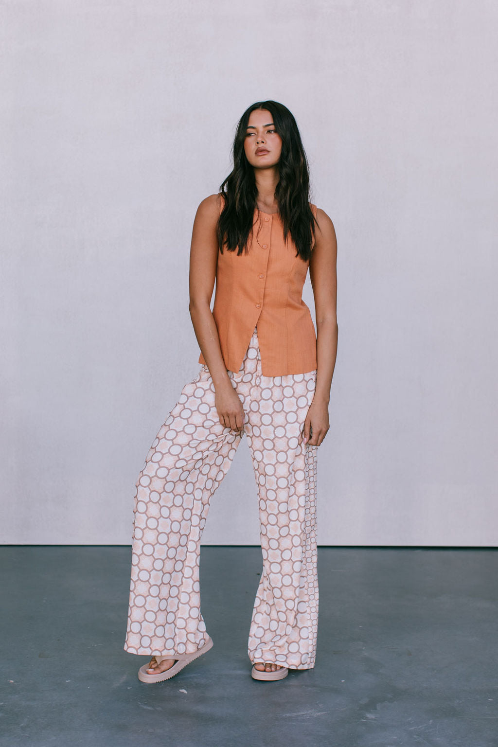 Virgo Linen Vest Rust