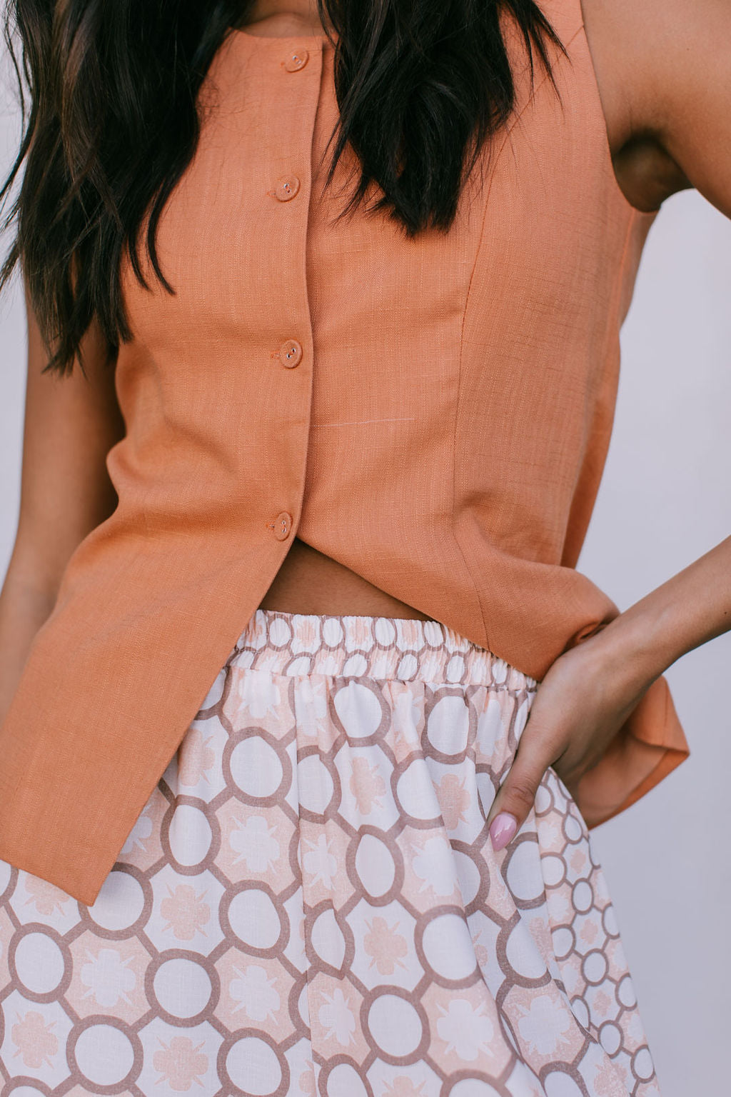Virgo Linen Vest Rust