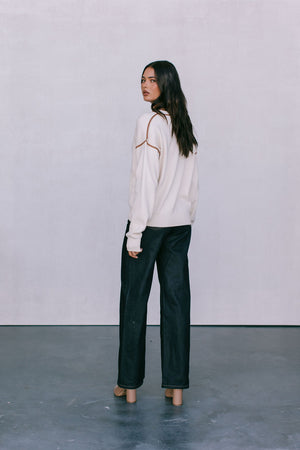 COMING SOON - Libra Knit Jumper - Cream / Chocolate Brown