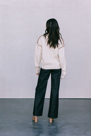COMING SOON - Libra Knit Jumper - Cream / Chocolate Brown