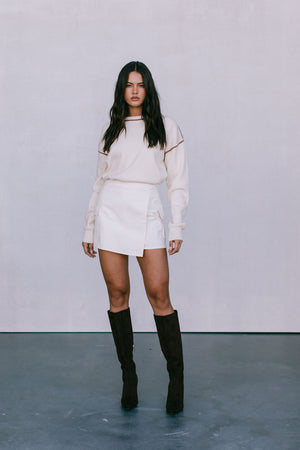 COMING SOON - Libra Knit Jumper - Cream / Chocolate Brown