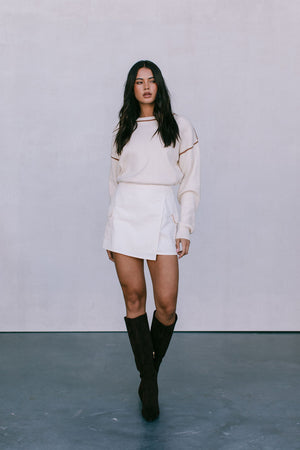 COMING SOON - Libra Knit Jumper - Cream / Chocolate Brown