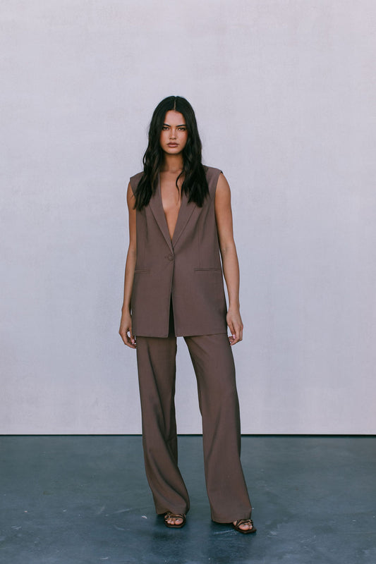 Mayda Tailored Pants - Chocolate Brown