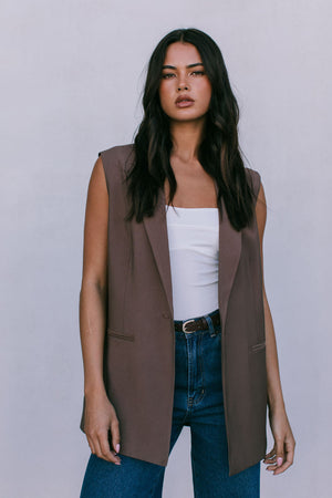 COMING SOON - Uerella Tailored Vest - Chocolate Brown