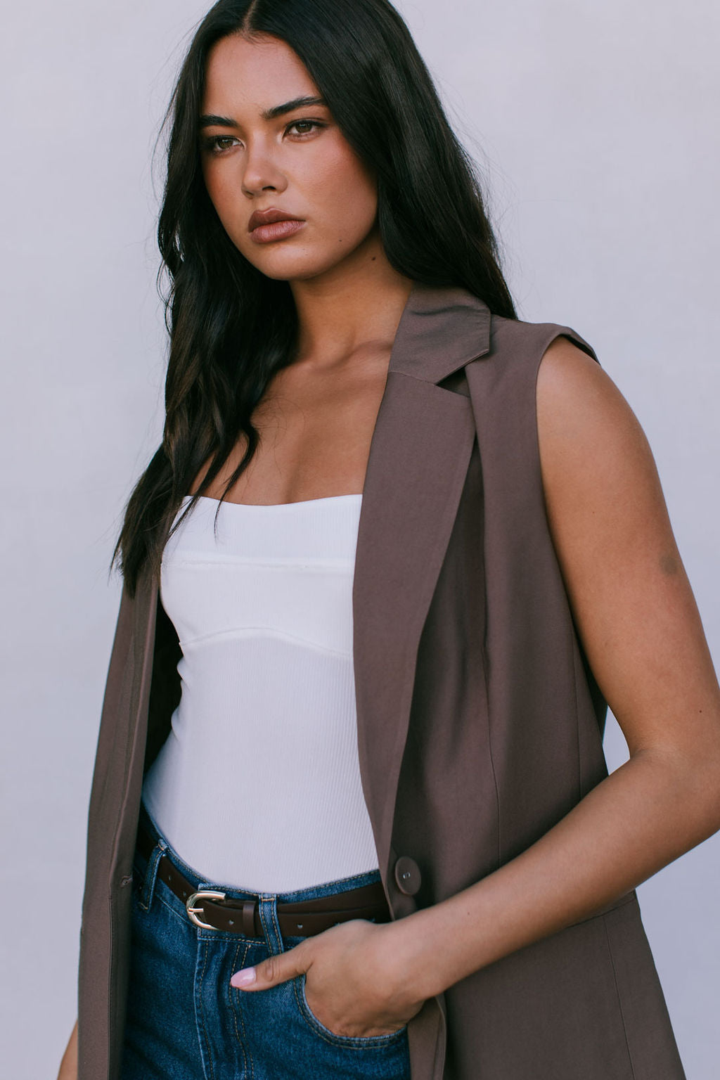 COMING SOON - Uerella Tailored Vest - Chocolate Brown