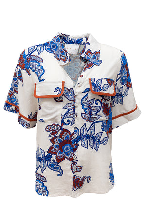 Arazzo Shirt - Cream/Blue Paisley