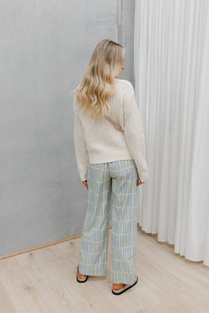 Aria Pants - Green/Blue Stripe