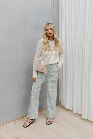 Aria Pants - Green/Blue Stripe