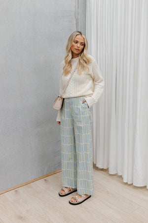 Aria Pants - Green/Blue Stripe