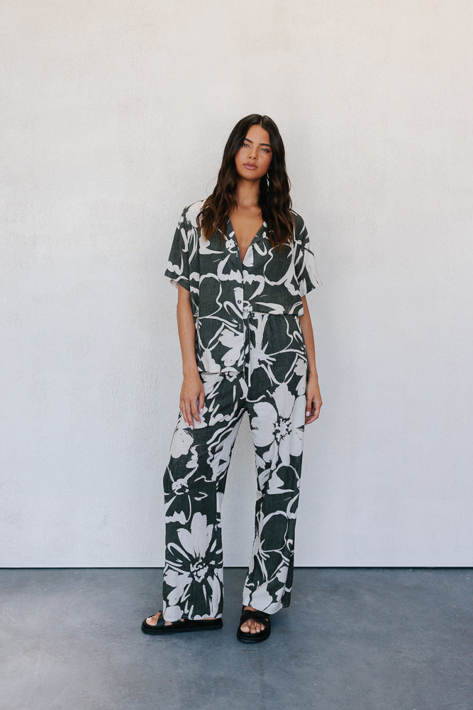 Cenere Pant - Natural/Charcoal Floral