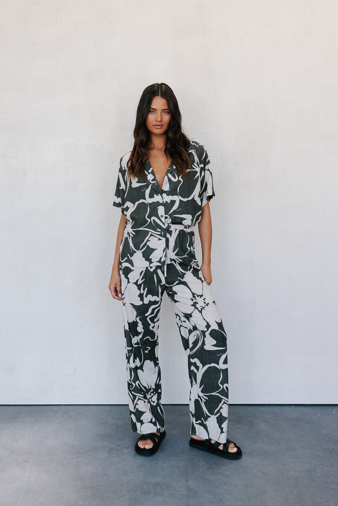 Cenere Pant - Natural/Charcoal Floral