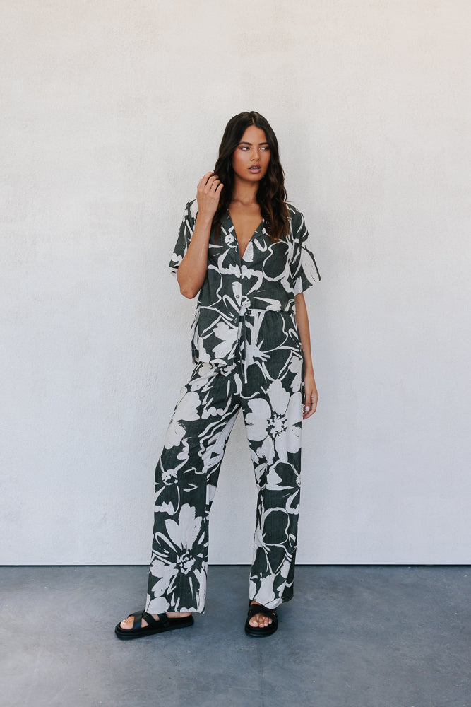 Cenere Pant - Natural/Charcoal Floral