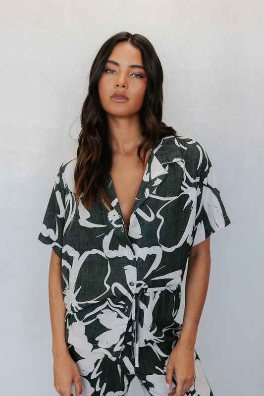 Estate Shirt - Natural/Charcoal Floral